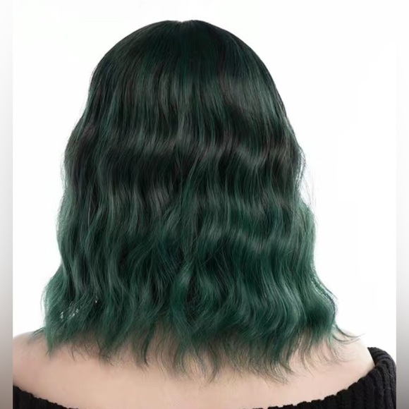 Emerald Green Wavy Hair Synthetic Wig - Picture 3 of 4